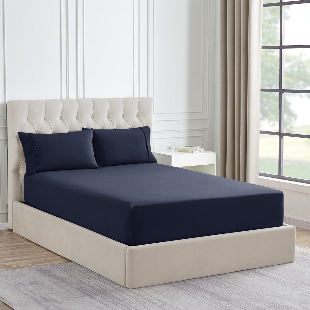 Sweet Home Collection Solid Flannel Fitted Sheet, Bottom Sheets with Built in Sheet Straps