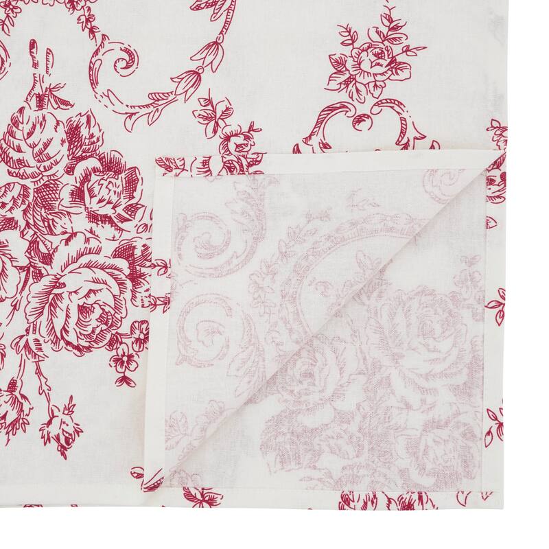 Ornate Floral Linen Blend Table Runner - Decorative Table Runner for Dining & Console Tables