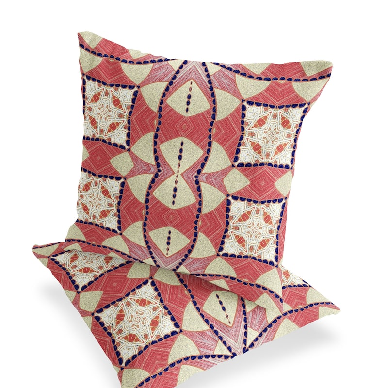 HomeRoots Set of Two 16" X 16" Yellow and White Blown Seam Eclectic Indoor Outdoor Throw Pillow - 16.00' X '16.00' X '5.00