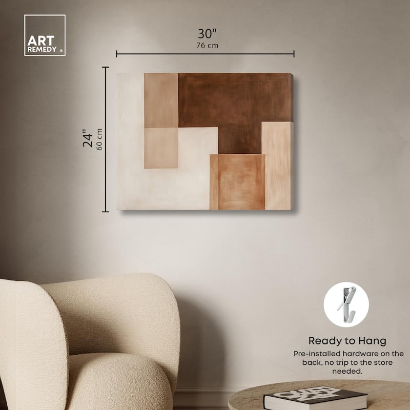 Cream and Brown Panels II Canvas by Art Remedy, Gallery Wrapped