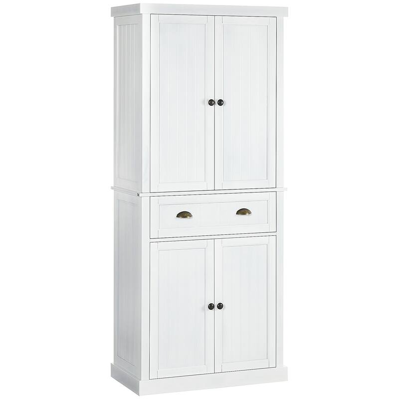 HOMCOM 72" Pinewood Large Kitchen Pantry Storage Cabinet, Freestanding Cabinet with Shelf Adjustability, Soft-Close Mechanism