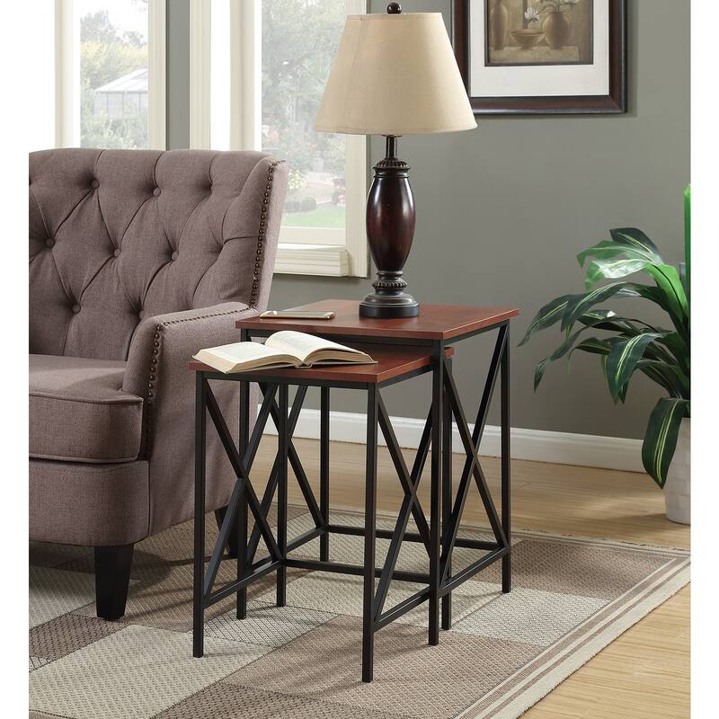 Industrial End Table with Powder Coated Metal Frame, Open Concept Bottom Shelf and Rustic Contemporary Design - 18.25