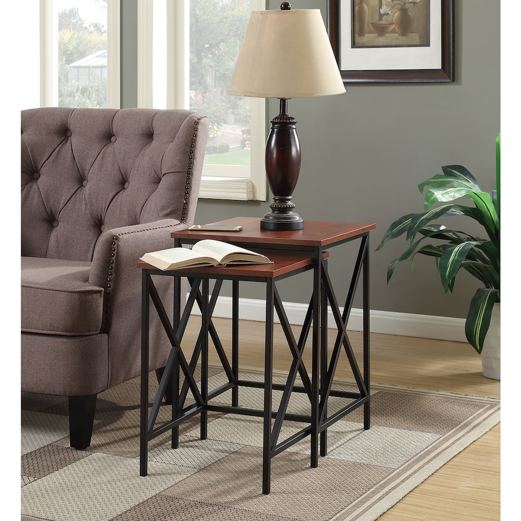 Industrial End Table with Powder Coated Metal Frame, Open Concept Bottom Shelf and Rustic Contemporary Design - 18.25