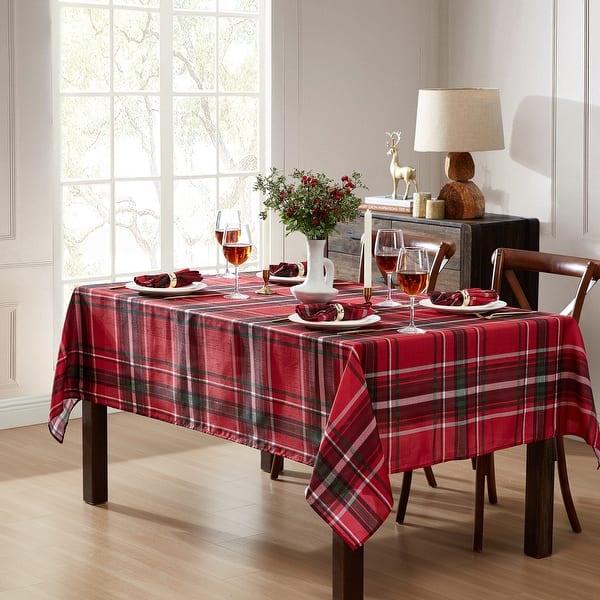 slide 2 of 5, Pocono Plaid Holiday Fabric Tablecloth
