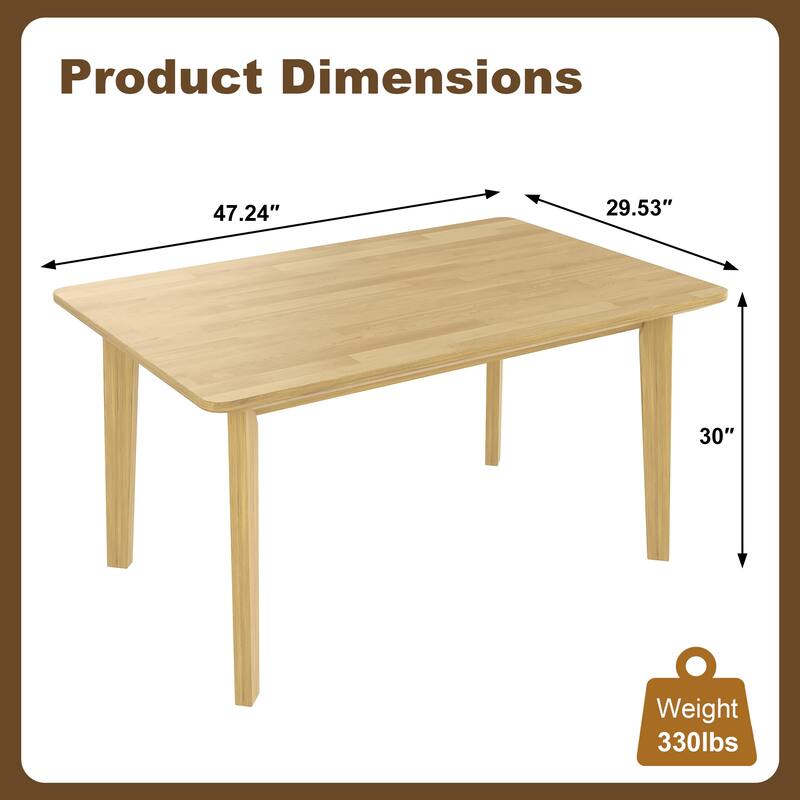 Rustic Farmhouse Dining Table - Solid Wood Frame, Minimalist Modern Dining Table for Kitchen, Dining Room