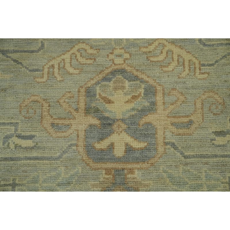 Vegetable Dye Wool Oushak Turkish Large Rug, Medallion Geometric Carpet - 14' 7'' X 12' 2''