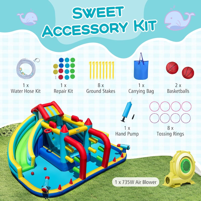 Inflatable Outdoor Kids Water Slide with Slides Bounce Area Shooting Games and Obstacle Challenges