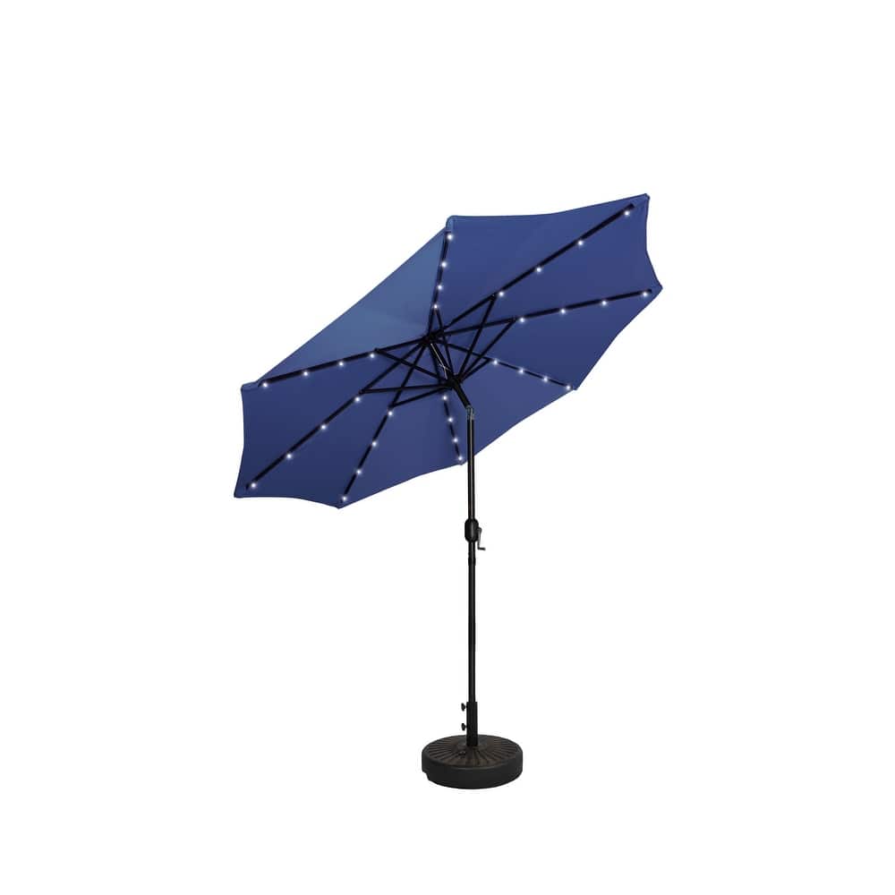 9' Solar Lighted Patio Umbrella with Bronze Base