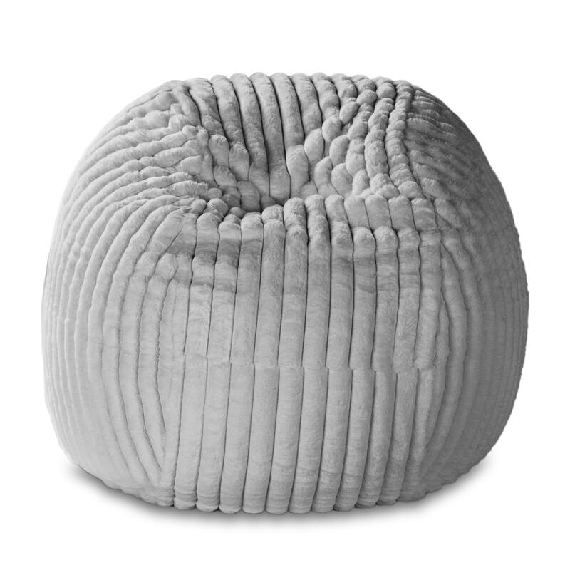 Large Faux Fur Ribbed Bean Bag Chair - 60" - Gray