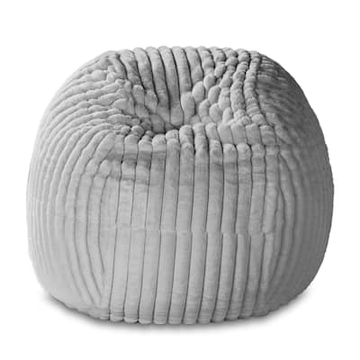 Large Faux Fur Ribbed Bean Bag Chair - 60" - Gray
