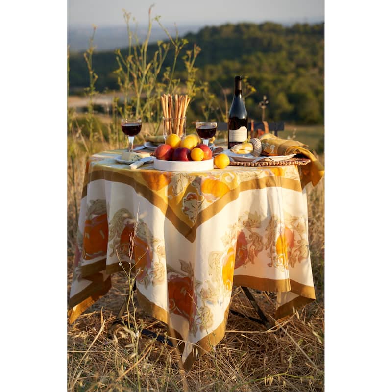 Couleur Nature Pumpkin Harvest Square Cotton Tablecloth