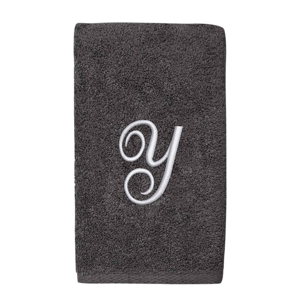 Avanti Linens Granite/Silver Script Monogram Hand Towel Letter Y - Hand Towel