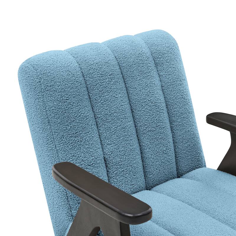 Unique Reading Chair Dining Chair with Wooden Armrests, Blue Decorative Chair Corner Chair Dressing Chair Padded Chair