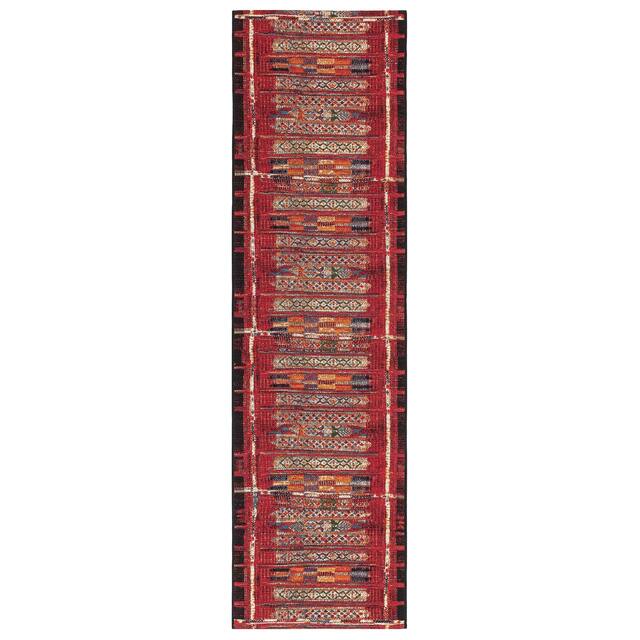 Liora Manne Marina Tribal Stripe Indoor/Outdoor Rug - 1'11" x 7'6" - Red