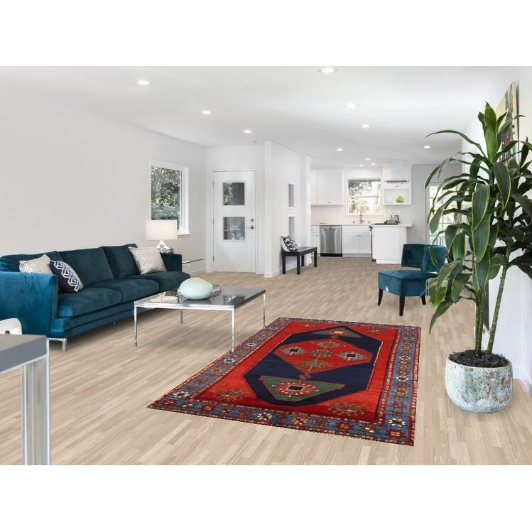 Hand Knotted Oriental 100% Wool Carpet Traditional Tribal Red Kazak Area Rug - 7' 6'' X 4' 2''