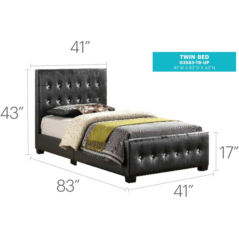 Black Twin Bed with Sturdy Transitional Frame, Sleek Finish and Comfortable Design for Guest or Kids' Bedrooms