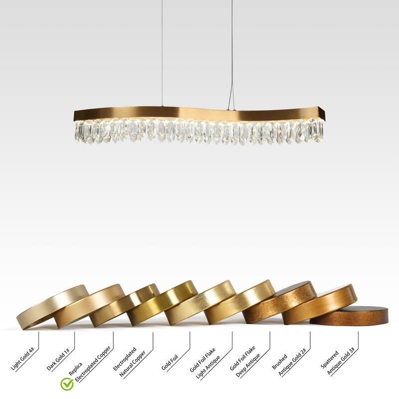 Modern Gold Glam LED Crystal Chandelier Kitchen Island Lights