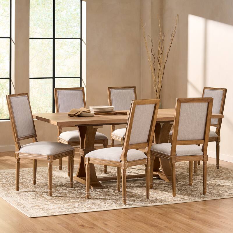 Regina Wood Dining Set by Christopher Knight Home - Light Gray/ Natural