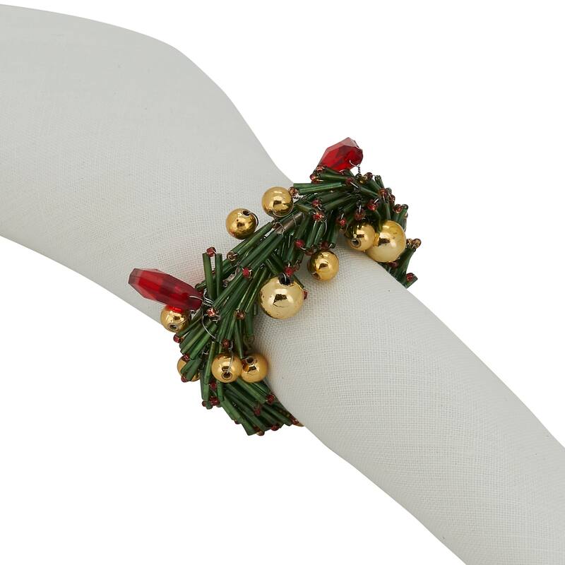 Beaded Wreath Design Napkin Rings (Set of 4)