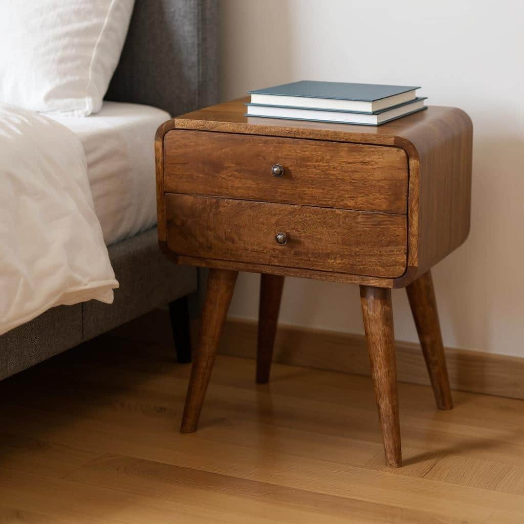 HomeRoots 22" Chestnut Solid Wood Two Drawer Nightstand