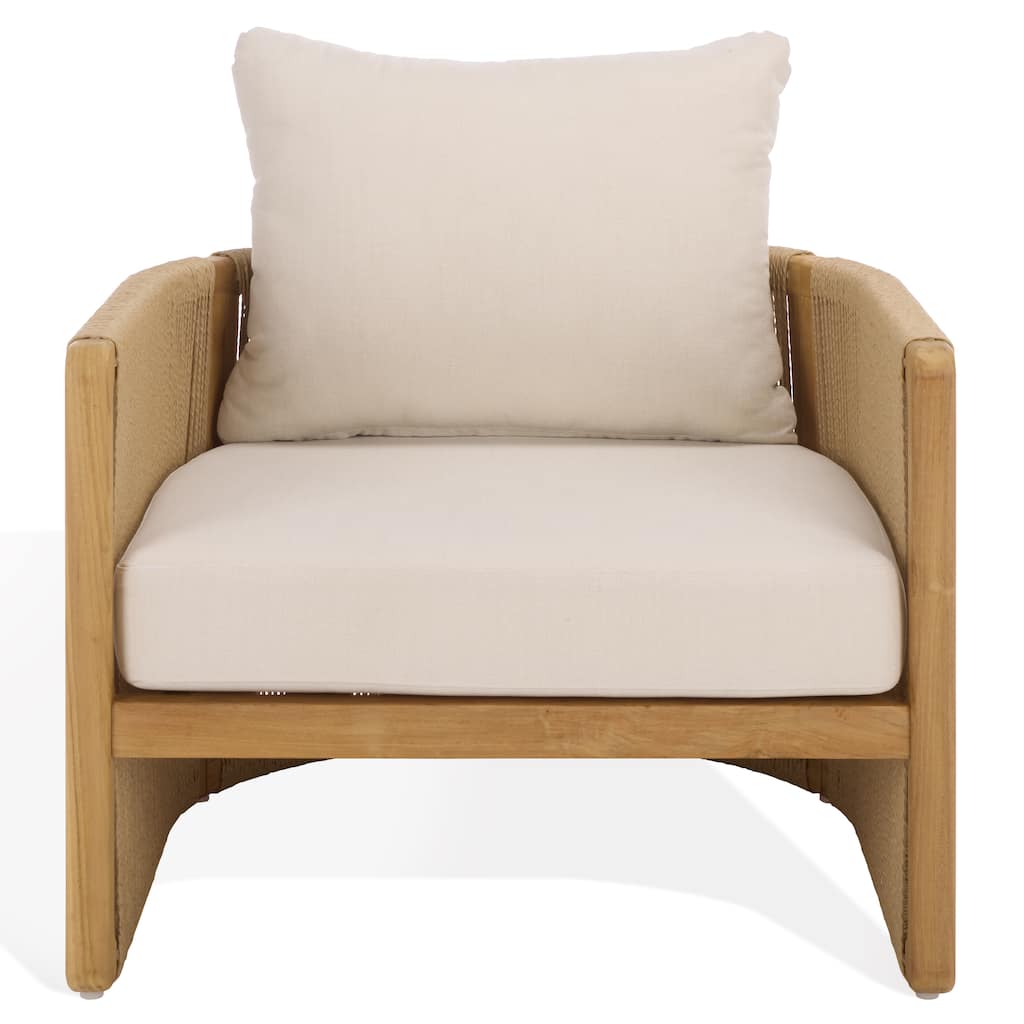 SAFAVIEH Couture Gale Teak & Hyacinth Patio Chair - 32"W x 34"D x 24"H