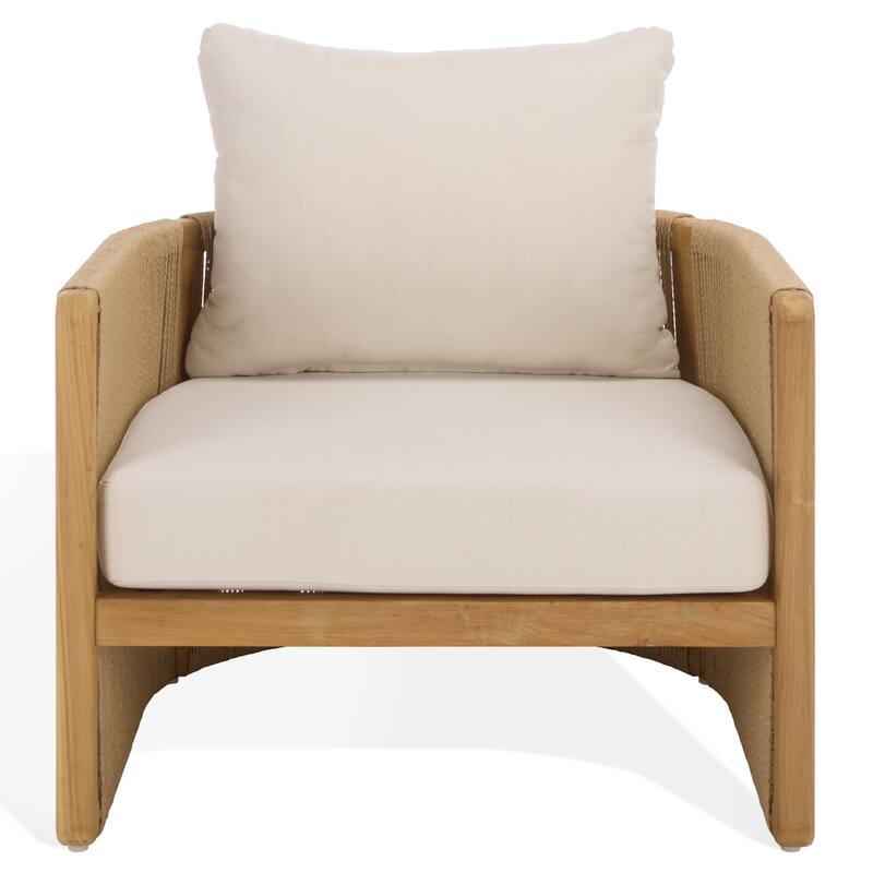 SAFAVIEH Couture Gale Teak & Hyacinth Patio Chair - 32"W x 34"D x 24"H - Natural/Beige