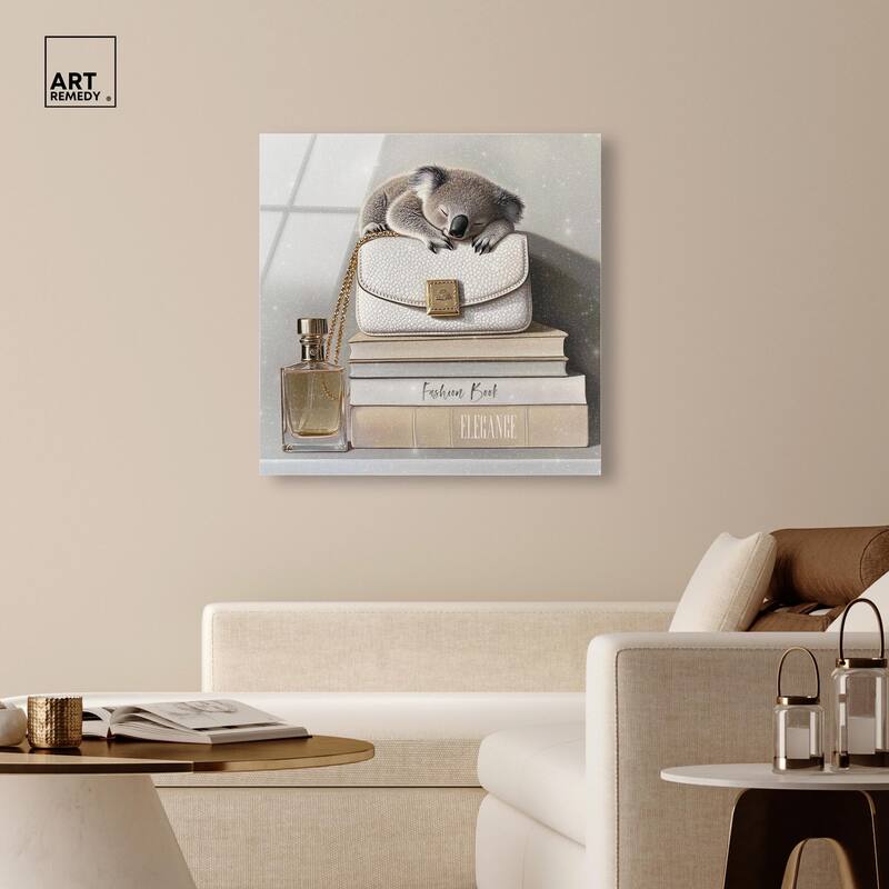Koala on Fashion Books Acrylic by Art Remedy, Ready to Hang