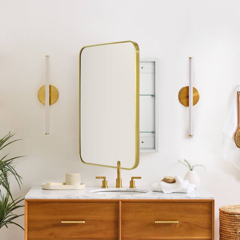 TEHOME Garnes Recessed or Surface Mount Framed Medicine Cabinet with Adjustable Shelves