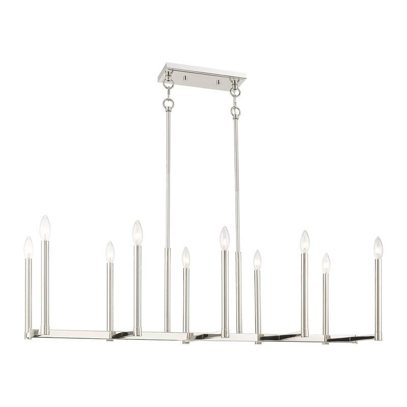 Livex Lighting 10-light Linear Chandelier, 40259-35 - 42.5" L, 15.5" W 18.5" - 48.5" ADJ H