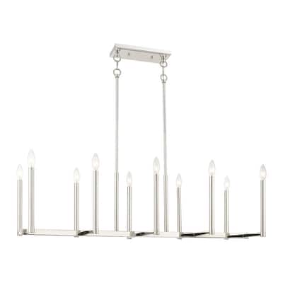 Livex Lighting 10-light Linear Chandelier, 40259-35 - 42.5" L, 15.5" W 18.5" - 48.5" ADJ H