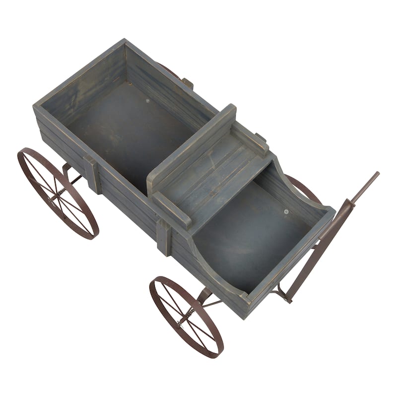 Goldcast Rustic Wagon Garden Planter with Metal Wheels