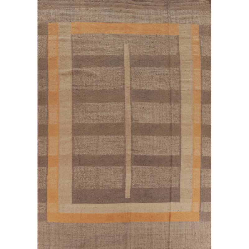 Vegetable Dye Contemporary Kilim Turkish Flatweave Jute Carpet - 9'5" x 12'1"