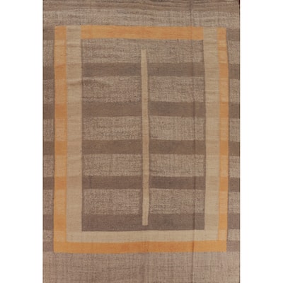 Vegetable Dye Contemporary Kilim Turkish Flatweave Jute Carpet - 9'5" x 12'1"