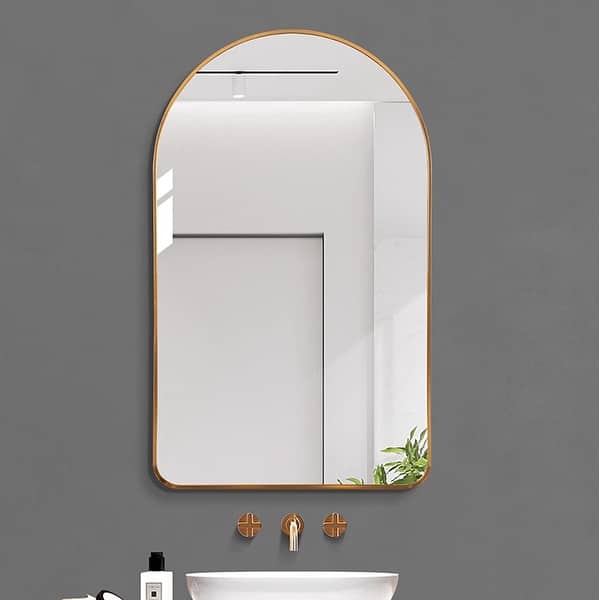 slide 2 of 5, Rita Metal Framed Oval Wall Mirror Bathroom Vanity Mirror 23.6" x 39.5" - Gold