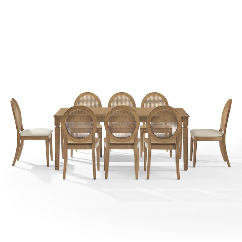 Crosley Katia 9Pc Dining Set With Cane-Back Upholstered Chairs
