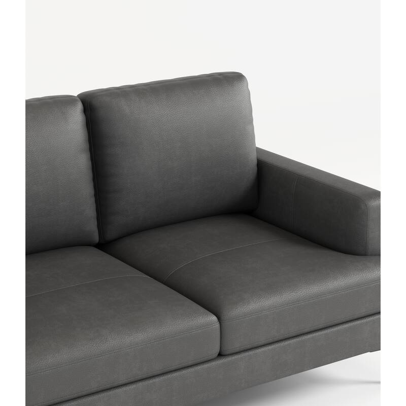 Top-Grain Leather Match Sofa, 77" Comfy Couch with USB Charger, Metal Legs, Ideal for Living Room & Office