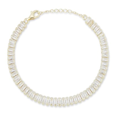 Soleil Sterling Silver Baguette Cubic Zirconia Tennis Bracelet