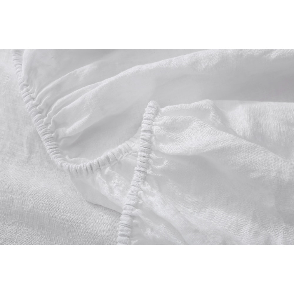 Highland Feather 100% Ultra Soft French Linen Fitted Sheet Set - 1 Fitted Sheet & 2 Pillowcases