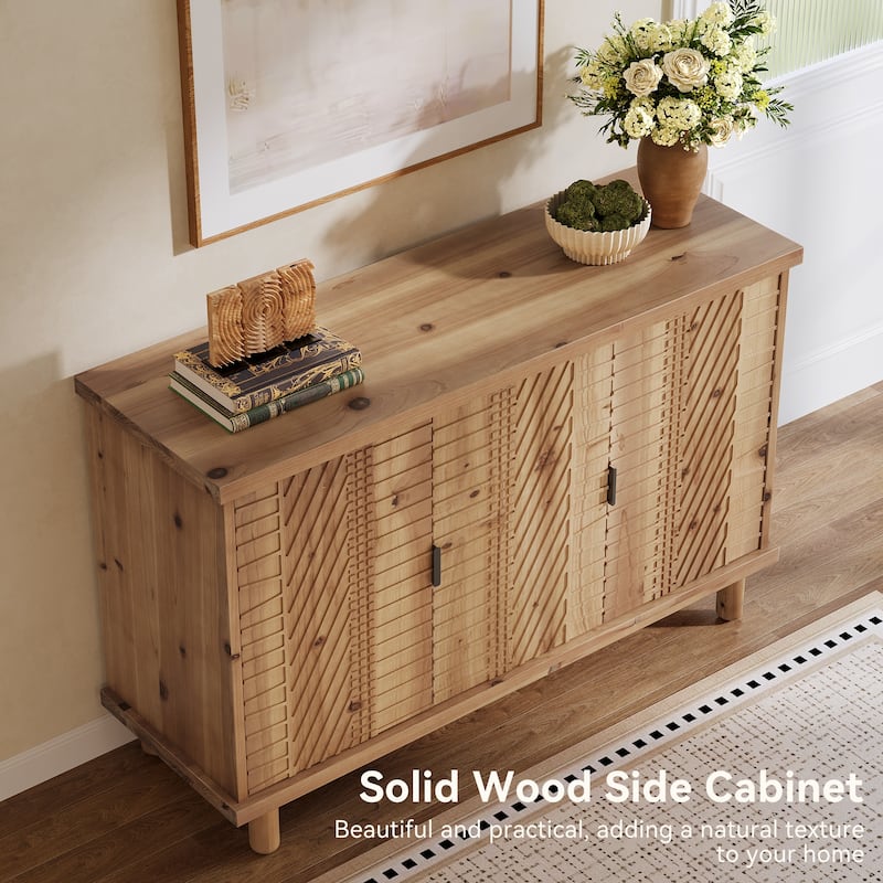 Solid Wood Buffet Cabinet with Storage for Kitchen and Entryway