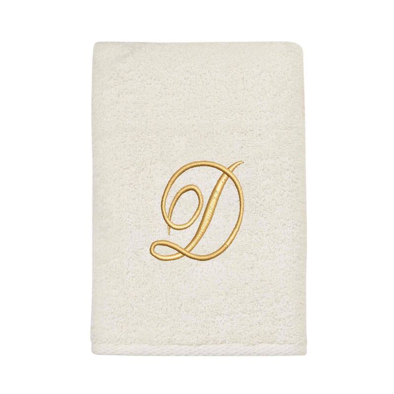 Avanti Linens Ivory/Gold Script Monogram Hand Towel Letter D - Hand Towel