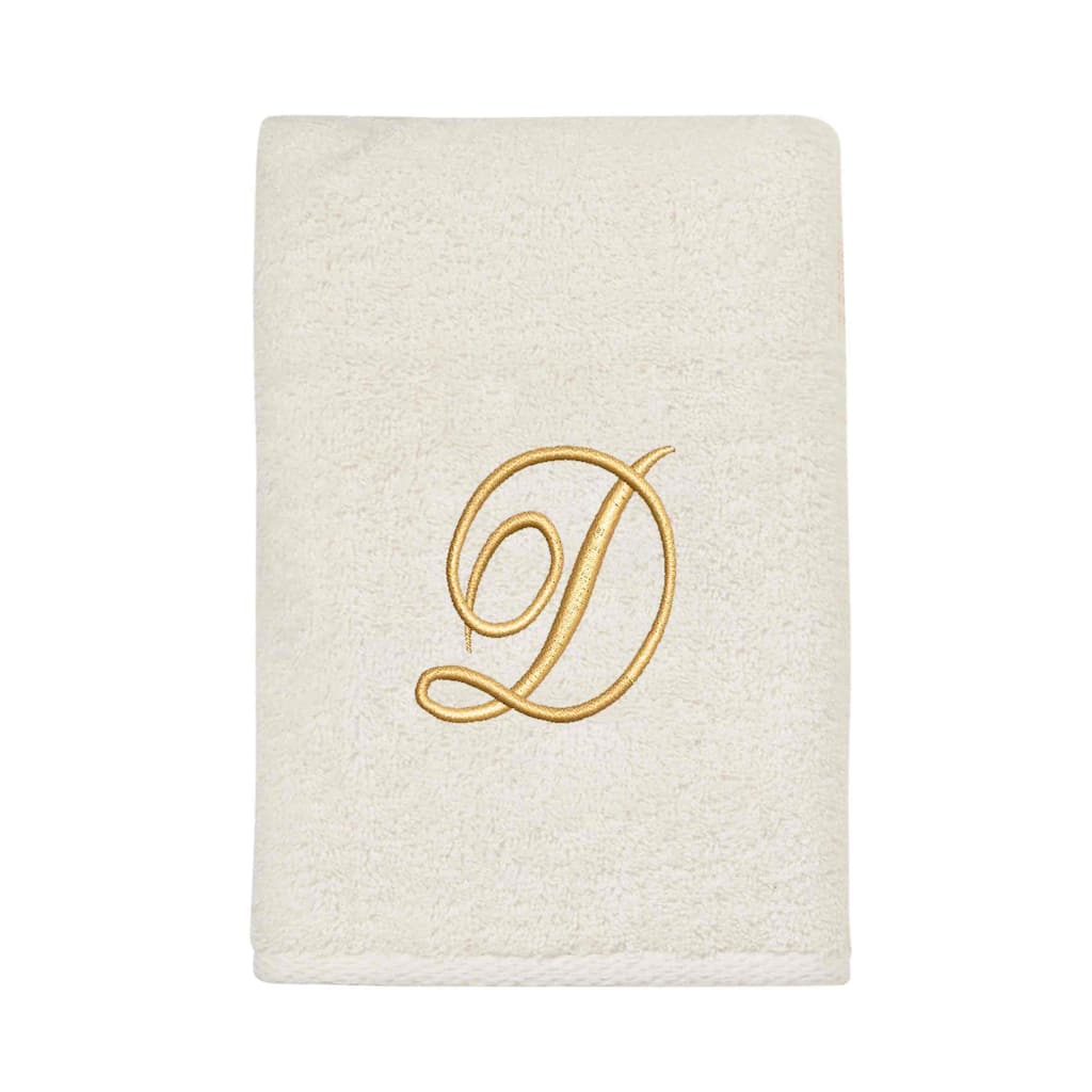 Avanti Linens Ivory/Gold Script Monogram Hand Towel Letter D - Hand Towel