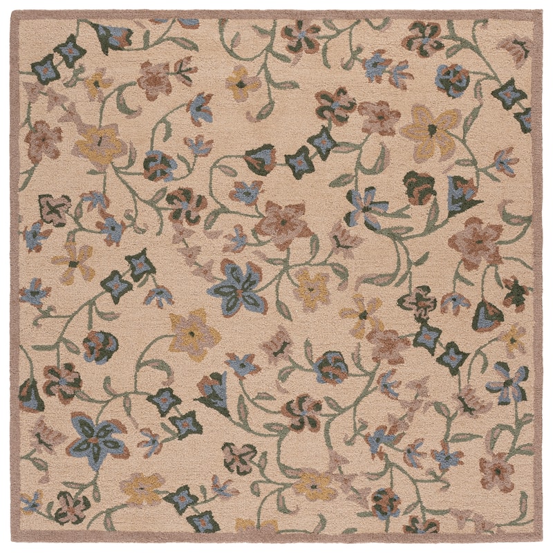 SAFAVIEH Handmade Chelsea Assia French Country Wool Rug - 6' Square - Beige/Green