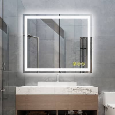 GlareGuard 30x36" Rectangular Anti-Fog Dimmable Backlit LED Bathroom Vanity Mirror - Clear