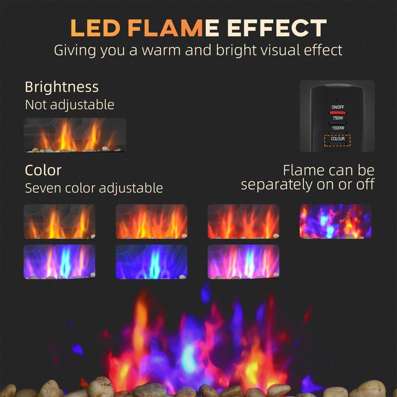 Electric Wall-Mounted Fireplace with Flame Effect