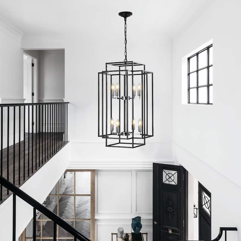 Industrial Farmhouse Hanging Chandelier with 8 Lights