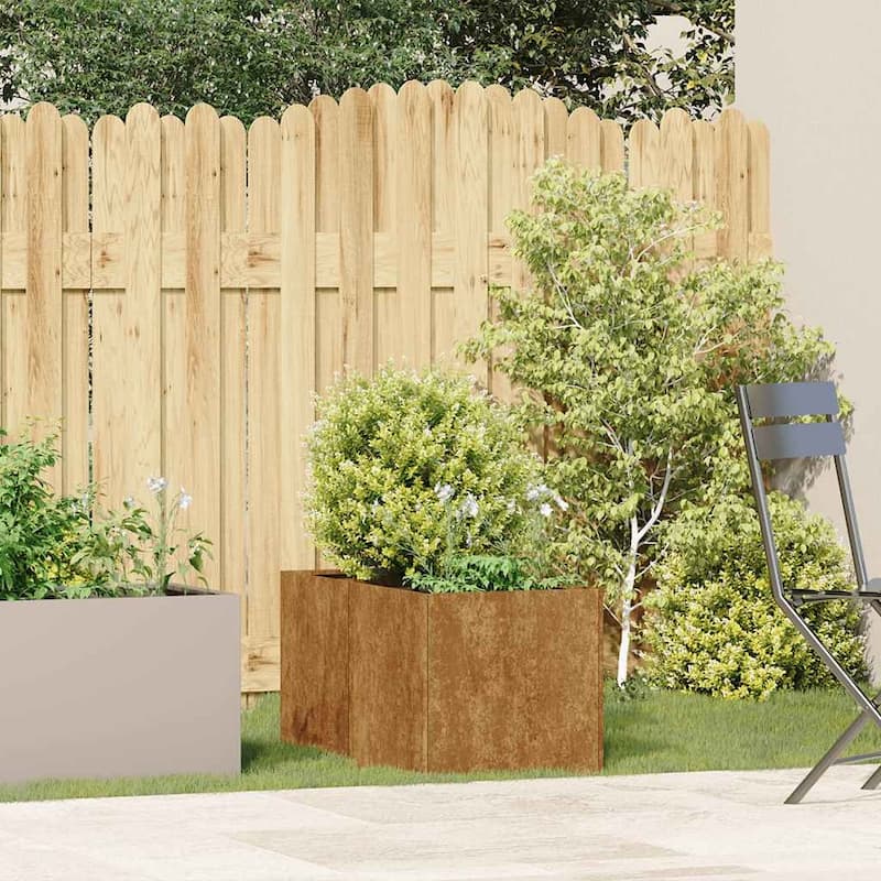 vidaXL Planter Raised Garden Bed Plant Flower Stand Rusty Weathering Steel
