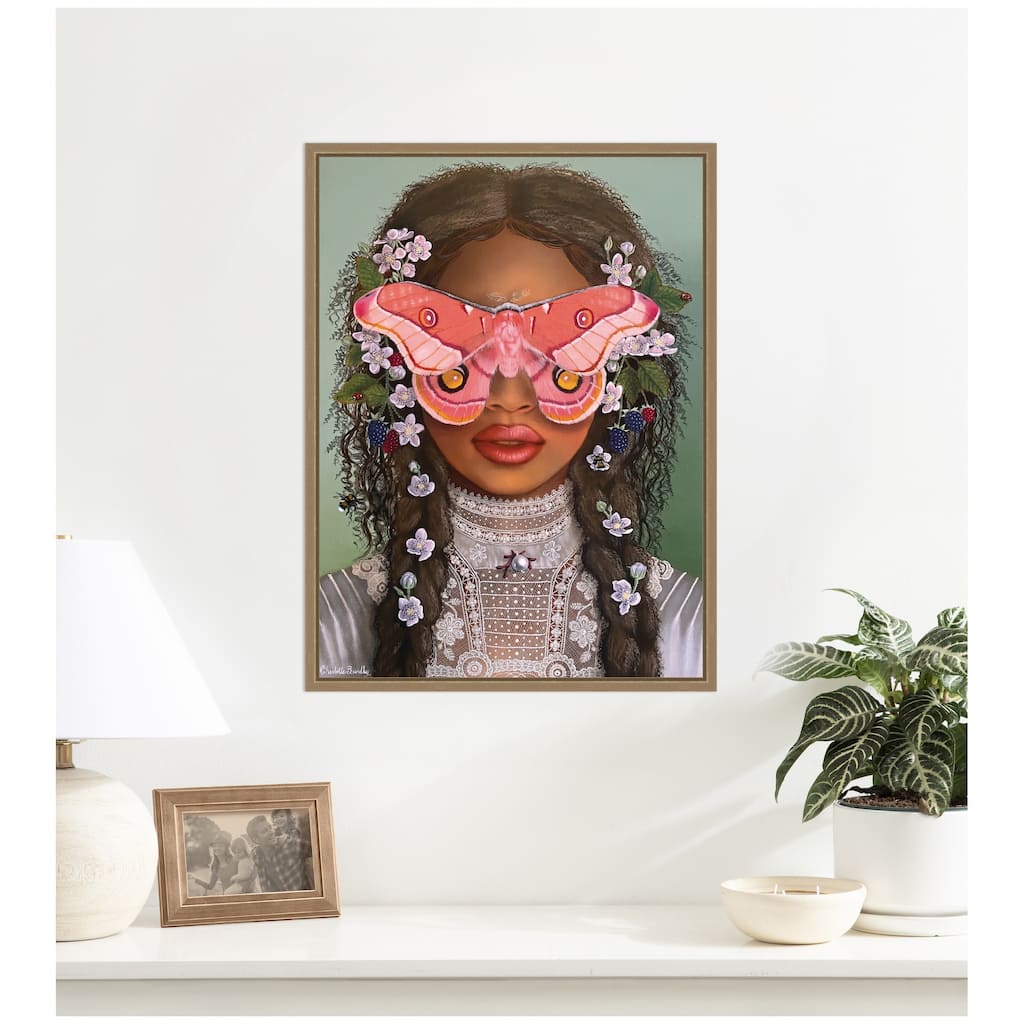 Kate and Laurel In The Garden With Antheia by Charlotte Brindley Framed Canvas Wall Art Print