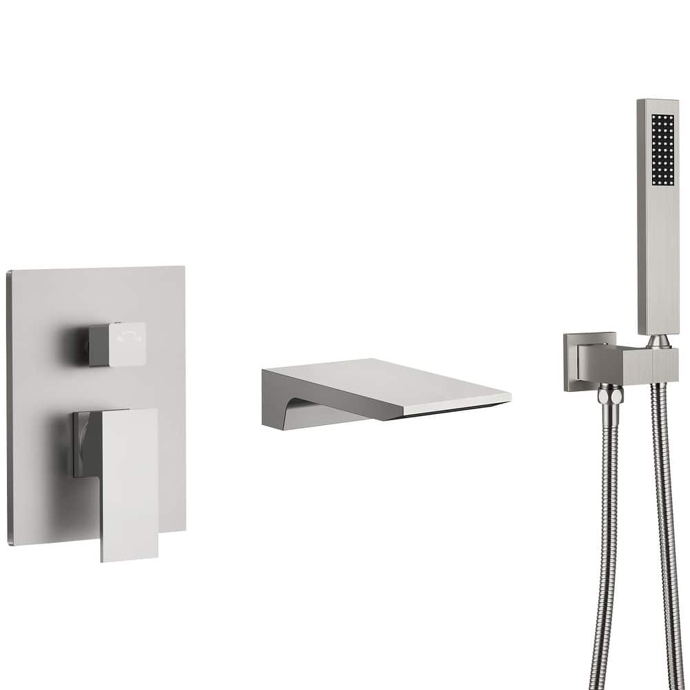 GRANDJOY Shower Faucet set Wall Mount Waterfall Tub Spout and Hand Shower Combo