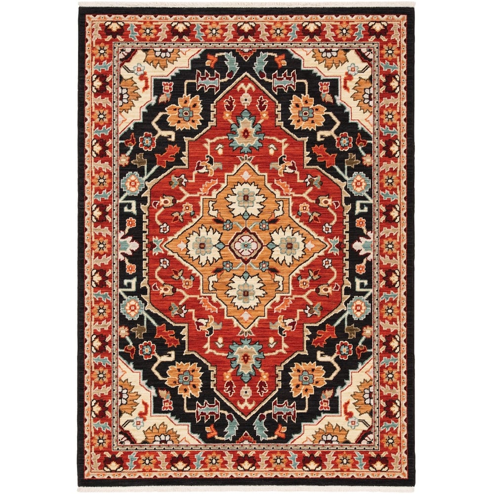 Style Haven Leander Layered Medallions Fringed Wool Blend Area Rug