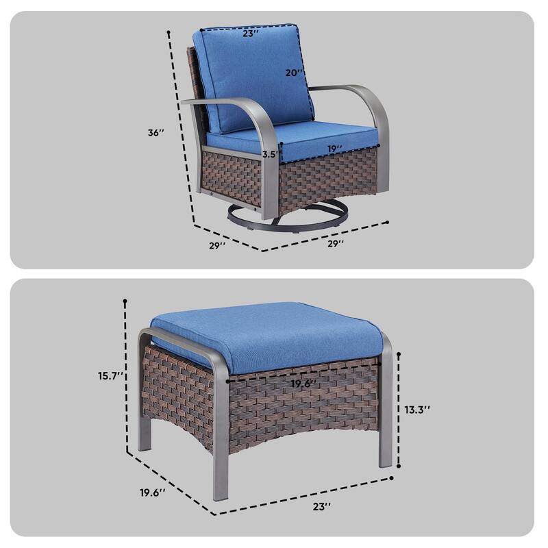 Patio Wicker Swivel Chair Funitre Set